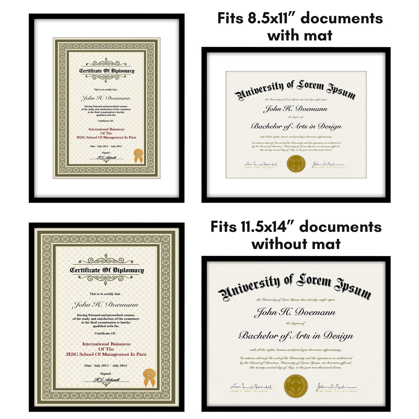 Americanflat Legacy Diploma Frame | With Mat Multi pack | Shatter-Resistant