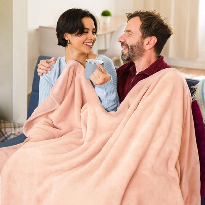 Americanflat 60x80 Fleece Throw Blanket - Soft and Breathable Throw Blanket for Couch, Bed, Chair - Roomy Fleece Blankets Perfect for Home, Bedroom, or Outdoor Use - Pink