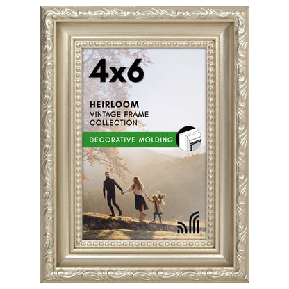 4x6 | Ornate Vintage Frame | Silver | Modern - Premium Quality