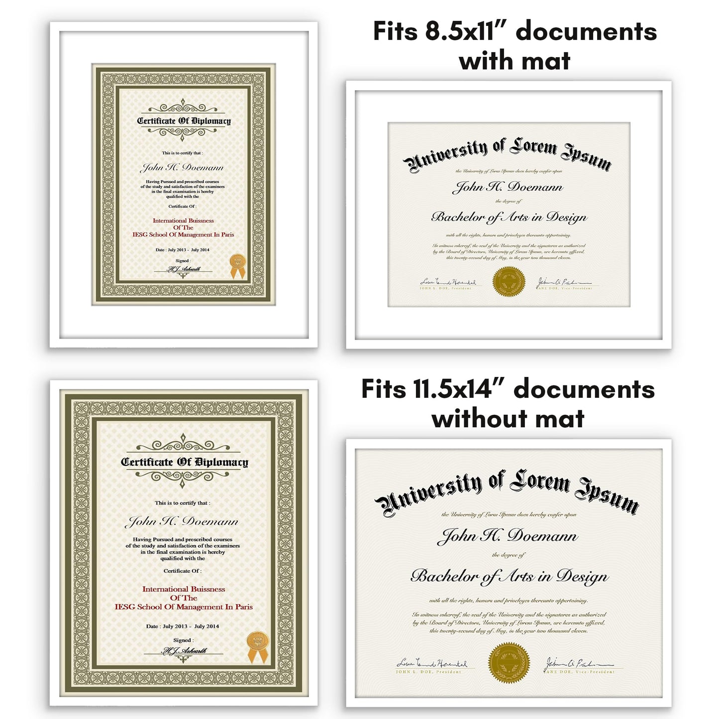 Americanflat Legacy Diploma Frame | With Mat Multi pack | Shatter-Resistant