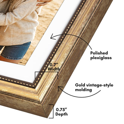 12x18 with 11x17 Mat | Vintage Frames | Gold | Modern - Premium Quality