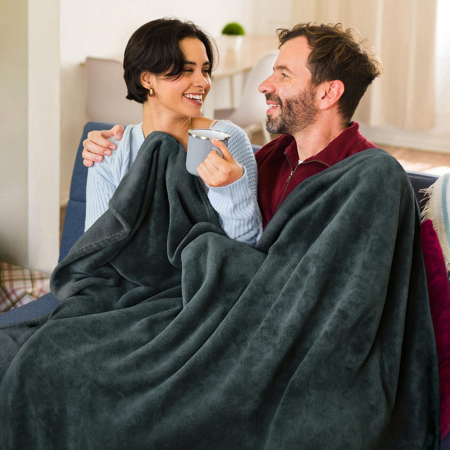 Americanflat 50x60 Fleece Throw Blanket - Soft and Breathable Throw Blanket for Couch, Bed, Chair - Fleece Blankets Perfect for Home, Bedroom, or Outdoor Use - Gray