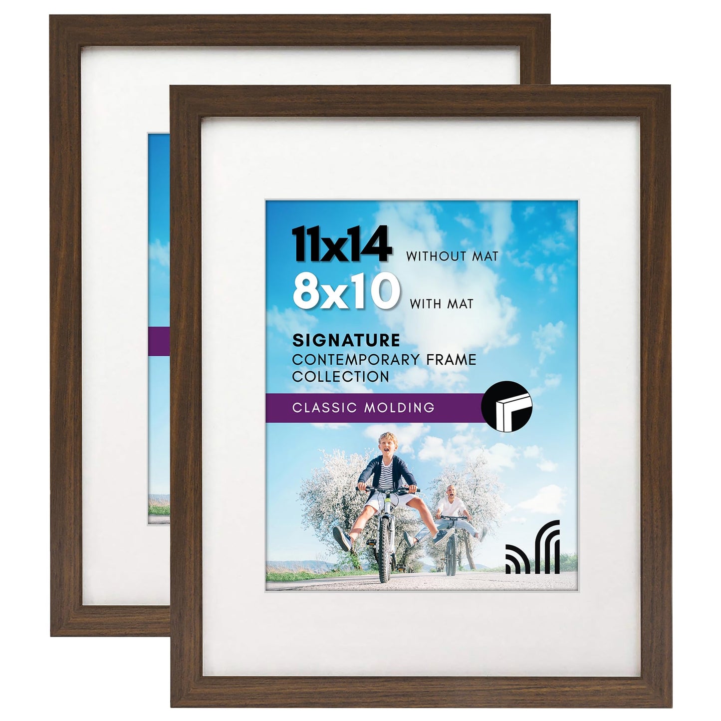 Americanflat Picture Frame | Includes Mat | 4 Multipack | Classic Molding | Signature Collection