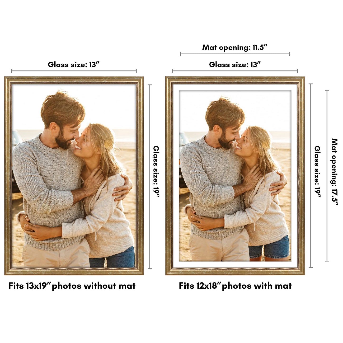 13x19 with 12x18 Mat | Vintage Frames | Gold | Modern - Premium Quality
