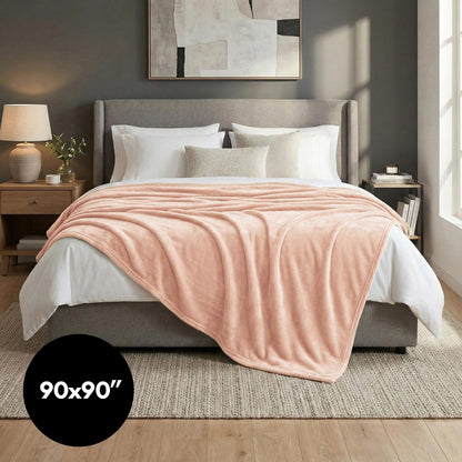 Americanflat 90x90 Fleece Throw Blanket - Soft and Breathable Throw Blanket for Couch, Bed, Chair - Oversized Fleece Blankets Perfect for Home, Bedroom, or Outdoor Use - Pink