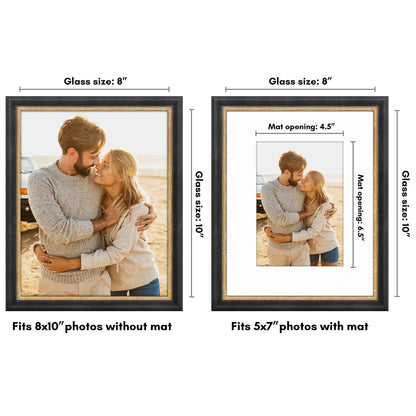8x10 with 5x7 Mat | Vintage Frames | Black Gold | Modern - Premium Quality