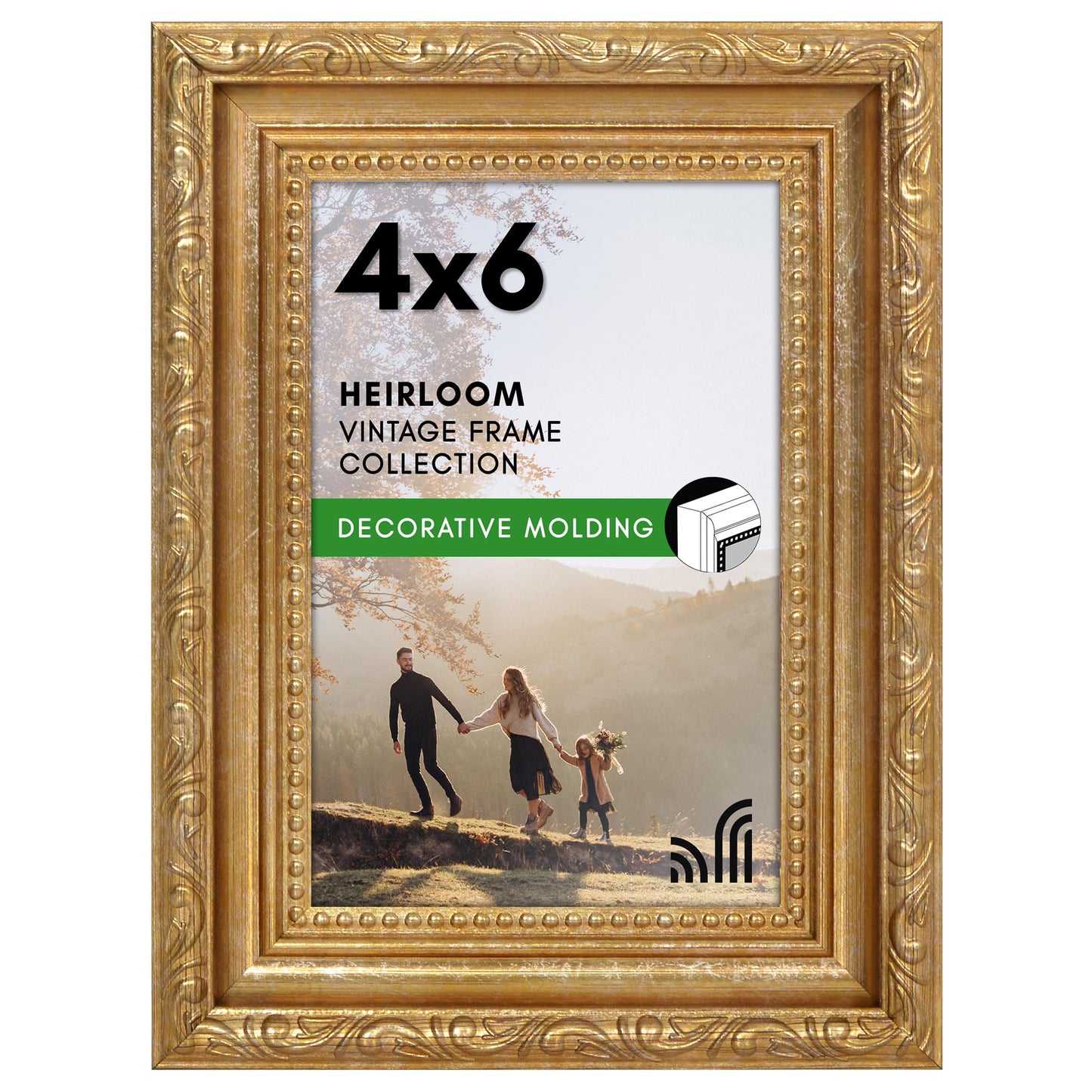 4x6 | Ornate Vintage Frame | Gold | Modern - Premium Quality