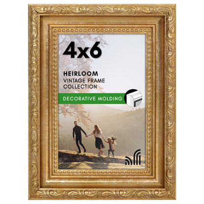 4x6 | Ornate Vintage Frame | Gold | Modern - Premium Quality
