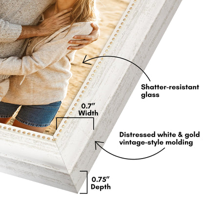 5x7 | Vintage Frames | White Gold | Modern - Premium Quality
