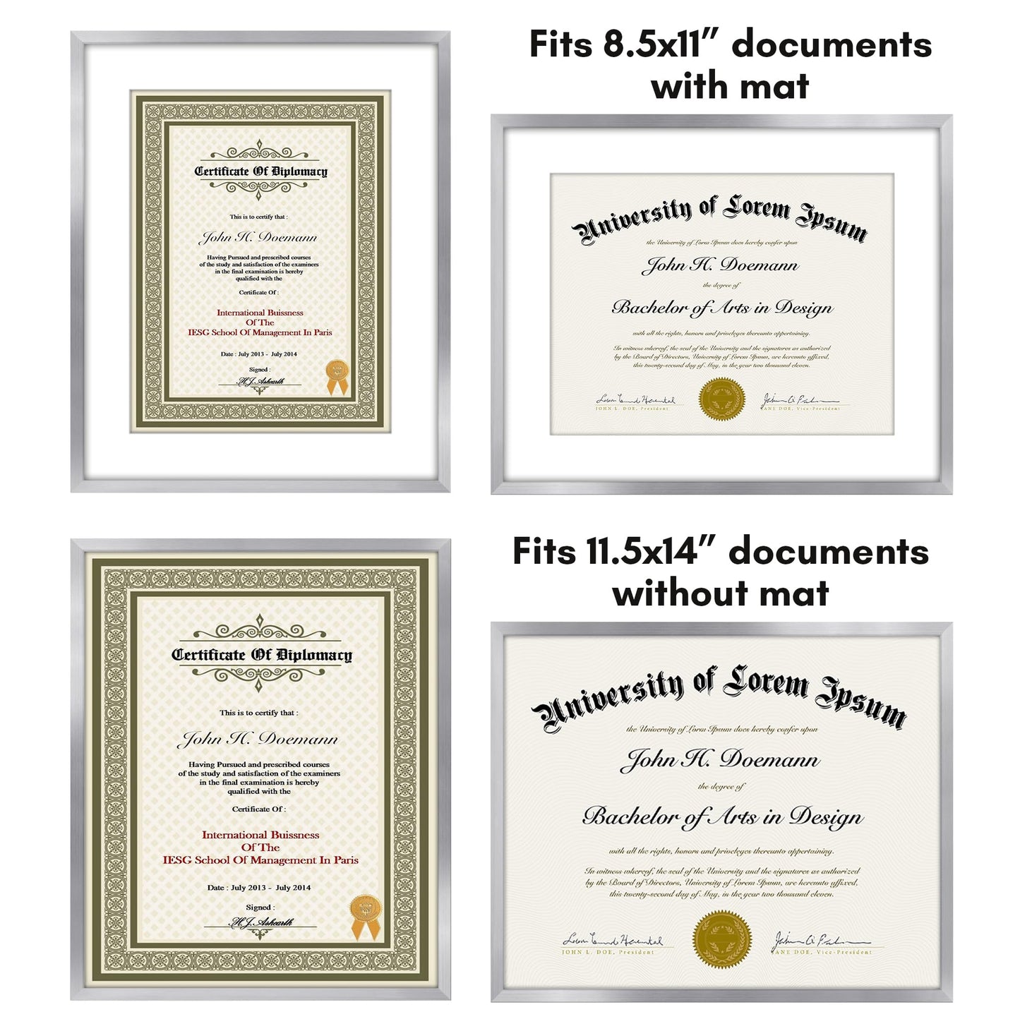 Americanflat Legacy Diploma Frame | With Mat Multi pack | Shatter-Resistant