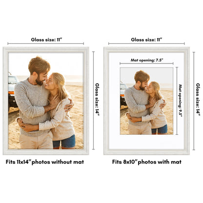 11x14 with 8x10 Mat | Vintage Frames | White | Modern - Premium Quality