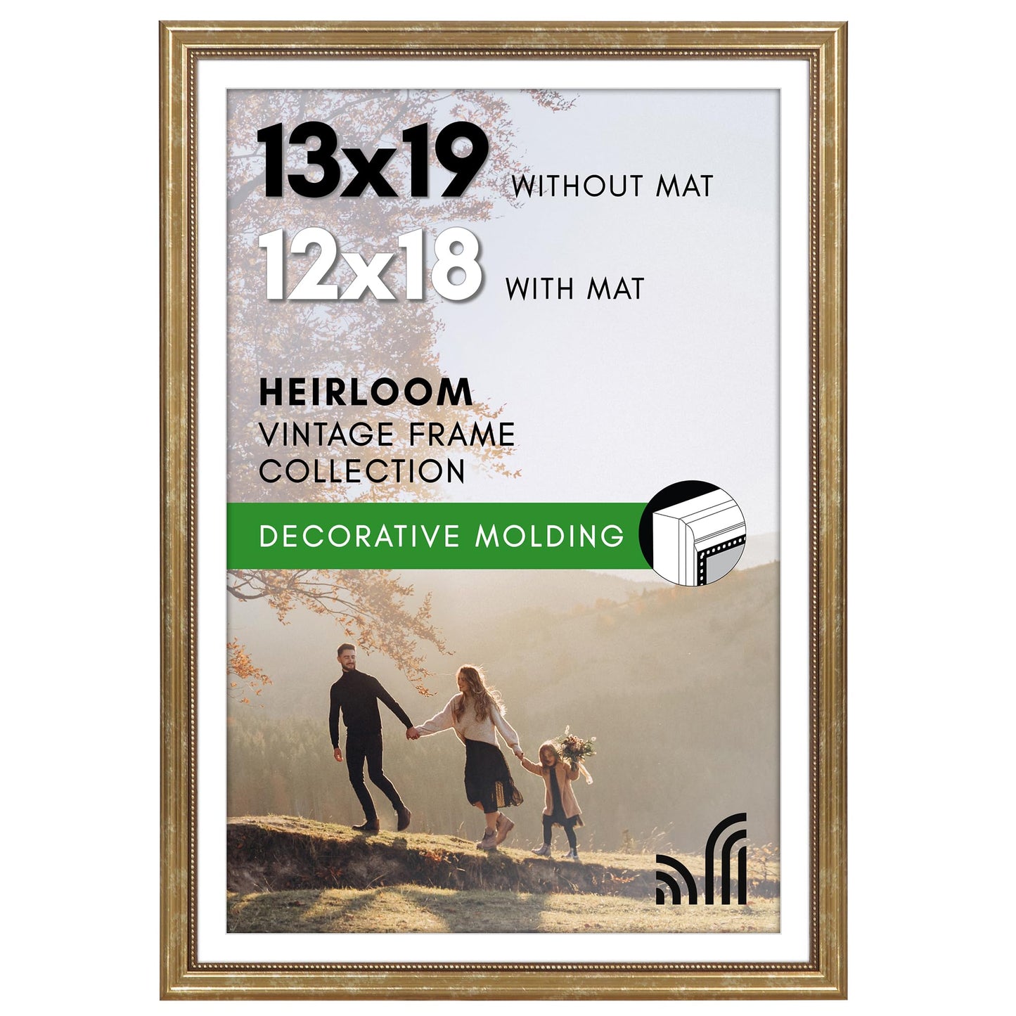 13x19 with 12x18 Mat | Vintage Frames | Gold | Modern - Premium Quality