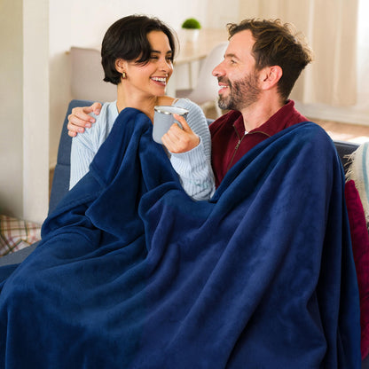 Americanflat 90x90 Fleece Throw Blanket - Soft and Breathable Throw Blanket for Couch, Bed, Chair - Oversized Fleece Blankets Perfect for Home, Bedroom, or Outdoor Use - Blue