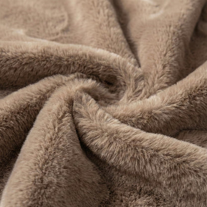 Americanflat 50x60 Double Sided Faux Fur Throw Blanket - Soft and Breathable Throw Blanket for Couch, Bed, Chair - Taupe Faux Fur Blankets Perfect for Home, Bedroom, or Outdoor Use
