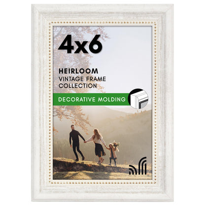 4x6 | Vintage Frames | White Gold | Modern - Premium Quality