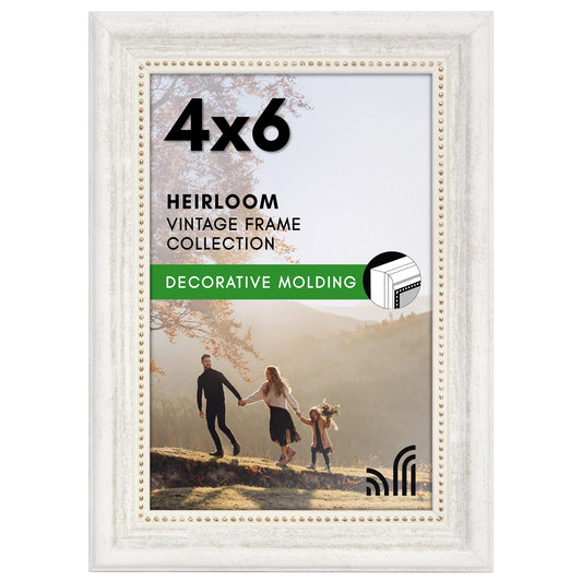 4x6 | Vintage Frames | White Gold | Modern - Premium Quality