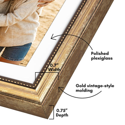 13x19 with 12x18 Mat | Vintage Frames | Gold | Modern - Premium Quality