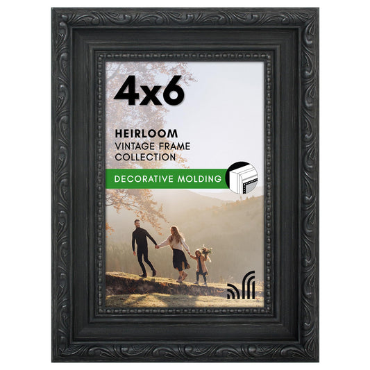 4x6 | Ornate Vintage Frame | Black | Modern - Premium Quality
