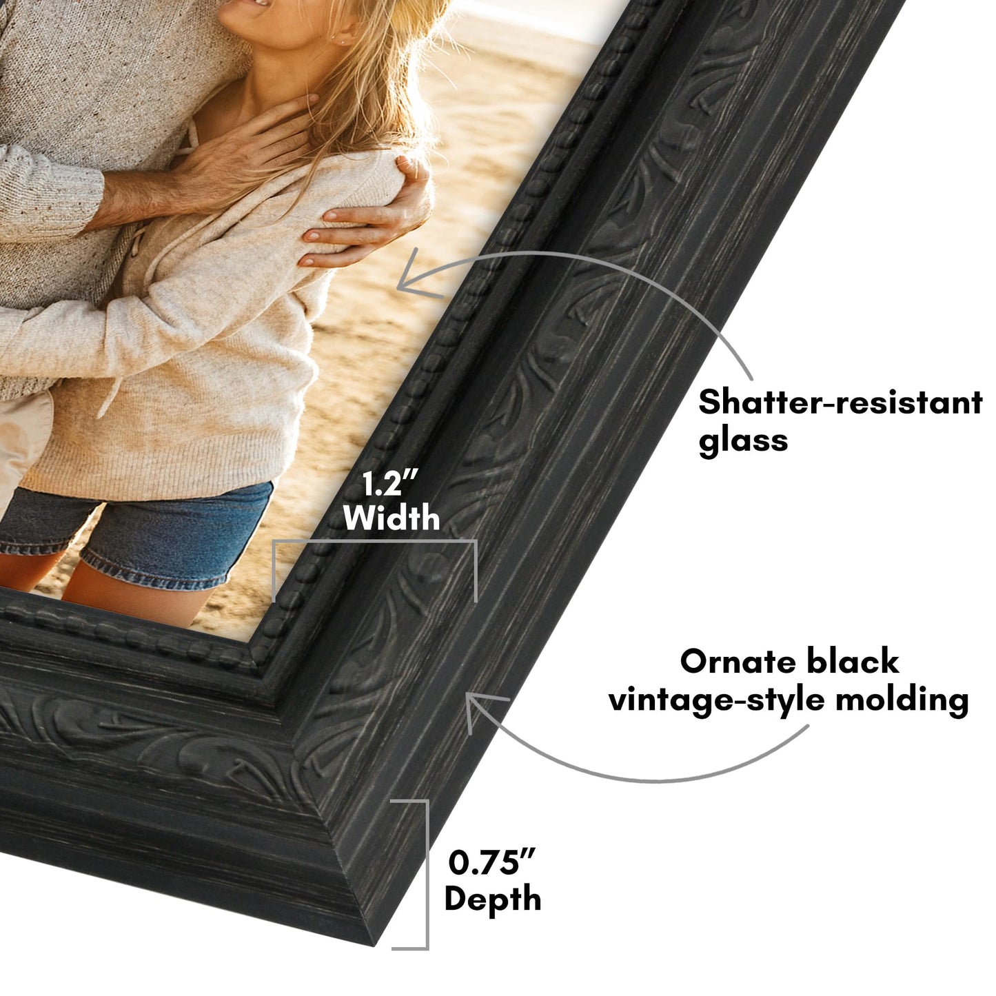 5x7 | Ornate Vintage Frame | Black | Modern - Premium Quality