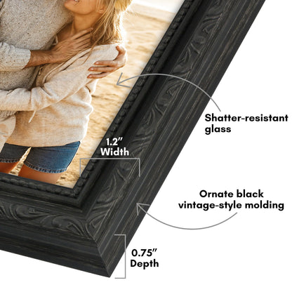 5x7 | Ornate Vintage Frame | Black | Modern - Premium Quality