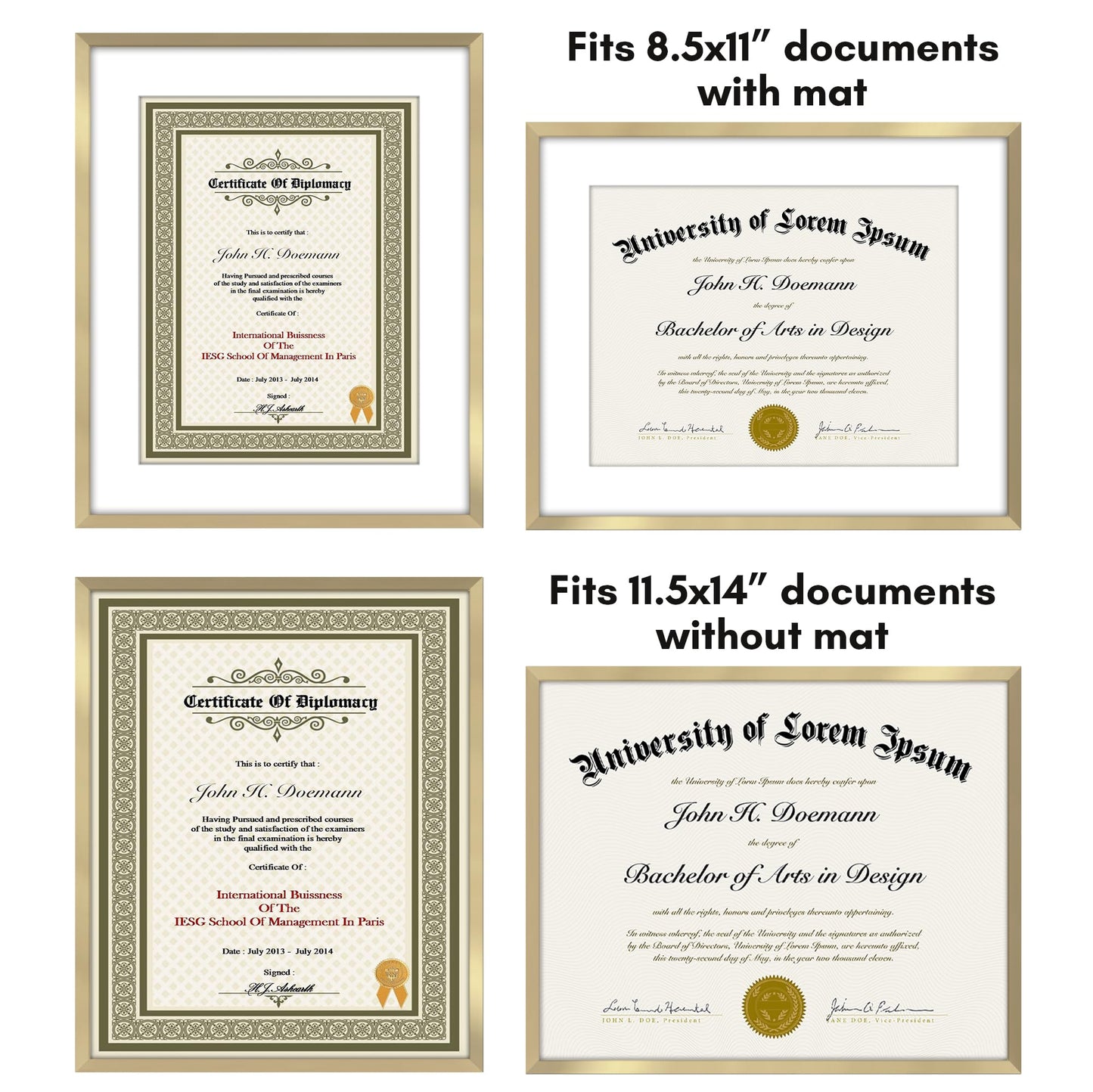 Americanflat Legacy Diploma Frame | With Mat Multi pack | Shatter-Resistant