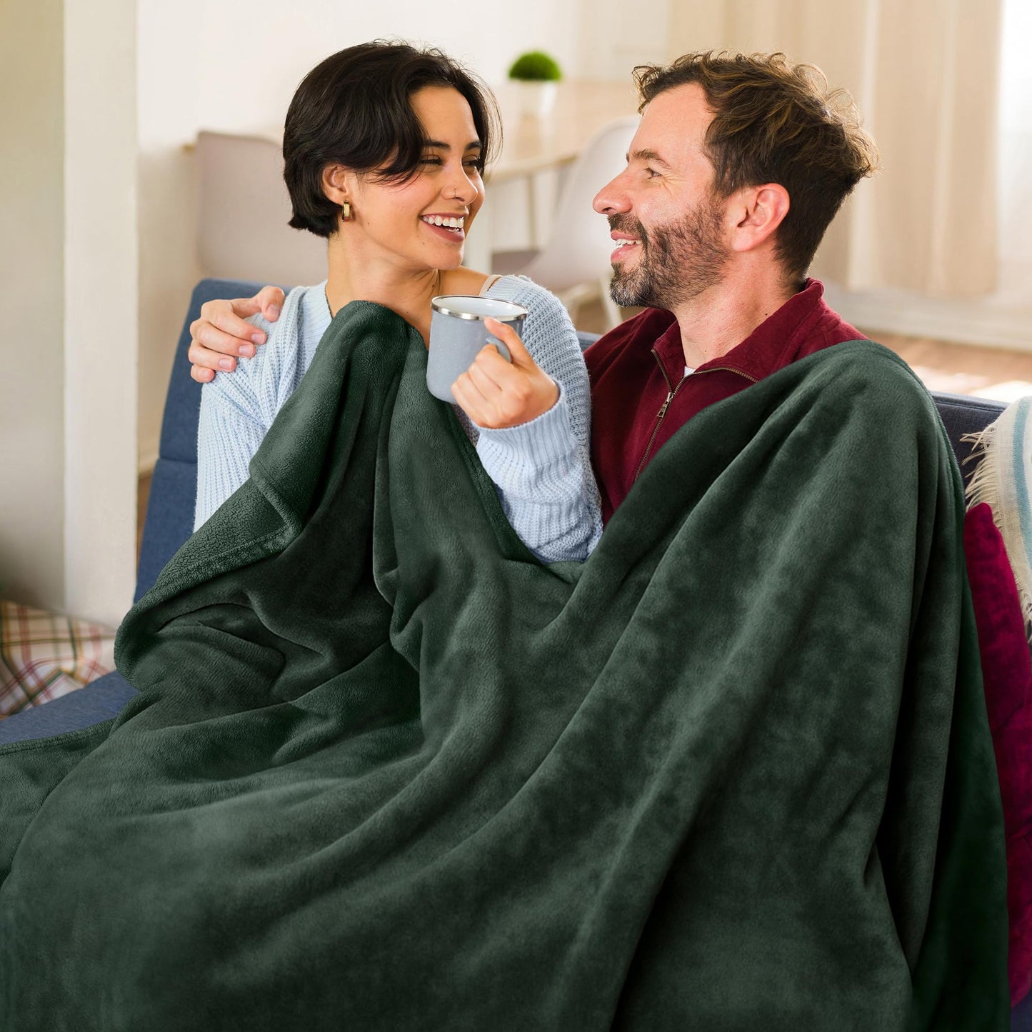 Americanflat 50x60 Fleece Throw Blanket - Soft and Breathable Throw Blanket for Couch, Bed, Chair - Fleece Blankets Perfect for Home, Bedroom, or Outdoor Use - Green