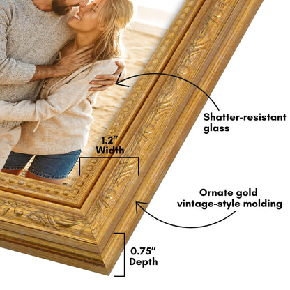 4x6 | Ornate Vintage Frame | Gold | Modern - Premium Quality