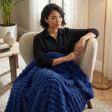 Americanflat 60x80 Faux Fur Throw Blanket - Soft and Breathable Throw Blanket for Couch, Bed, Chair - Blue Faux Fur Blankets Perfect for Home, Bedroom, or Outdoor Use