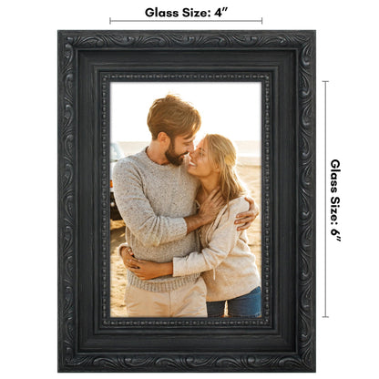 4x6 | Ornate Vintage Frame | Black | Modern - Premium Quality