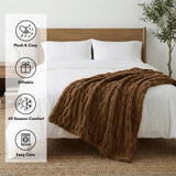 Americanflat 50x60 Rouched Faux Fur Throw Blanket - Soft and Breathable Throw Blanket for Couch, Bed, Chair - Brown Faux Fur Blankets Perfect for Home, Bedroom, or Outdoor Use