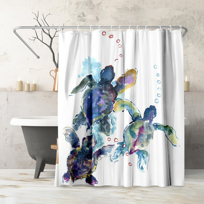Shower Curtain 71x74, Water-Resistant, Hooks - Americanflat — 71x74 / Blue, Purple and Green