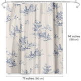 71x74 Shower Curtain with 12 Metal Grommets | Toile-Style
