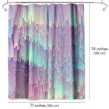 71x74 Abstract Shower Curtain with 12 Metal Grommets | Iridescent Glitches