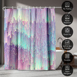 71x74 Abstract Shower Curtain with 12 Metal Grommets | Iridescent Glitches
