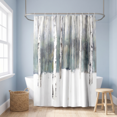 71x74 Abstract Shower Curtain with 12 Metal Grommets | Winters Trail — 71 x 74