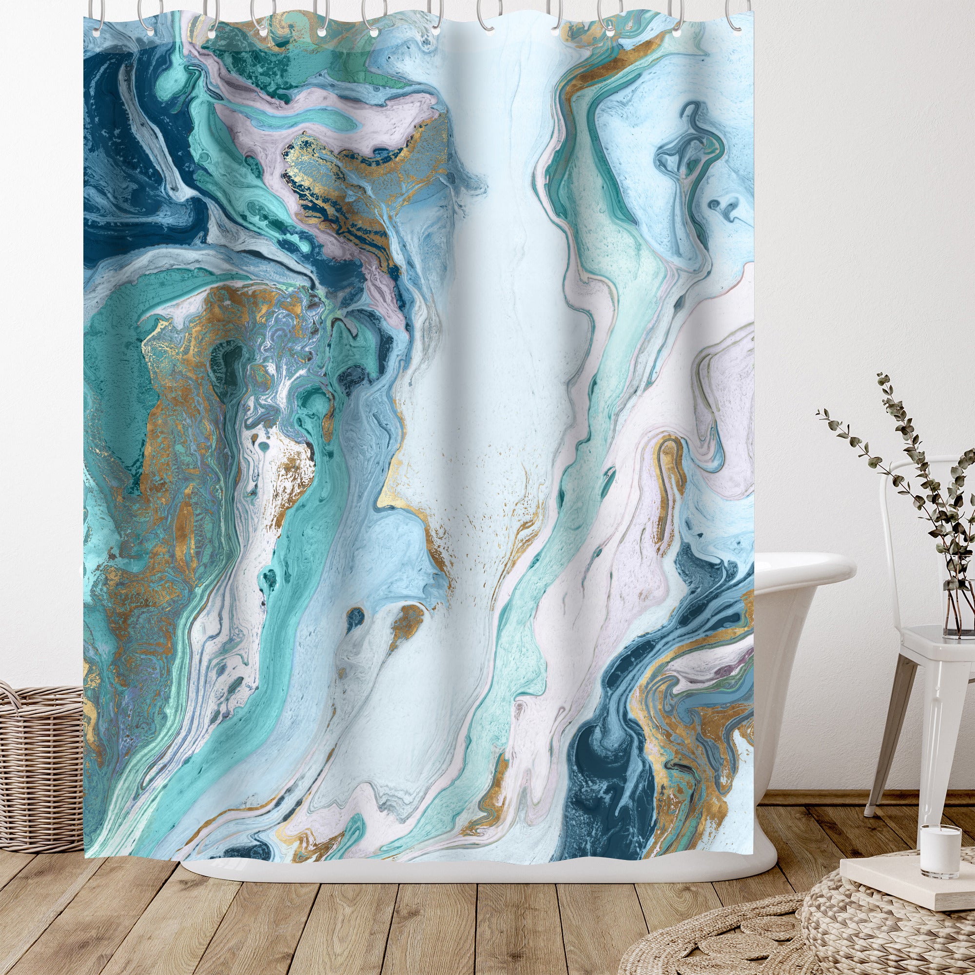 Abstract Art Shower Curtain | Watercolor Bathroom Decor hot | Dusty Pink Gold and Navy | Rust Modern Art Bathroom Decor