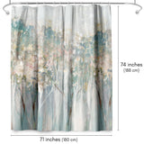71x74 Abstract Shower Curtain with 12 Metal Grommets | Soft Blue and White