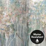 71x74 Abstract Shower Curtain with 12 Metal Grommets | Soft Blue and White
