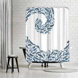71x74 Abstract Shower Curtain with 12 Metal Grommets | Colorful Botanical Design