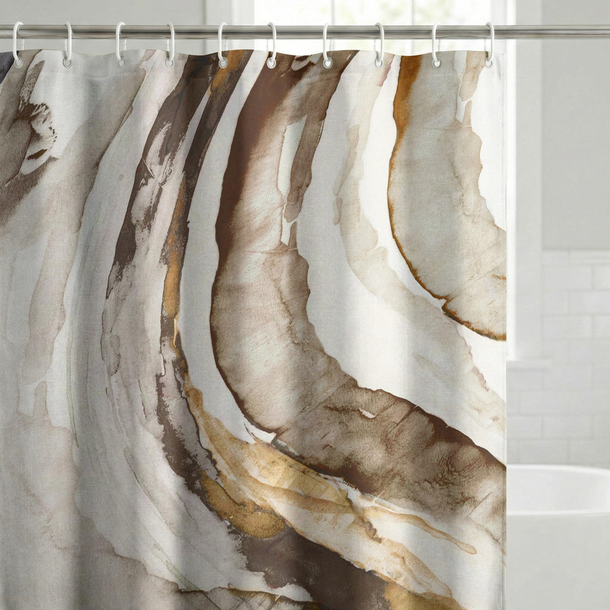 Shower Curtain 71x74, Water-Resistant, Hooks - Americanflat