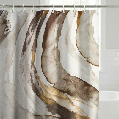 Shower Curtain 71x74, Water-Resistant, Hooks - Americanflat — 71x74 / Taupe, Beige, Gold, Charcoal and White