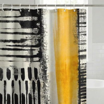 Shower Curtain 71x74, Water-Resistant, Hooks - Americanflat — 71x74 / Black & Gold