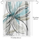 71x74 Shower Curtain with 12 Metal Grommets | Light Blue and Grey