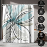 71x74 Shower Curtain with 12 Metal Grommets | Light Blue and Grey