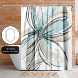 71x74 Shower Curtain with 12 Metal Grommets | Light Blue and Grey