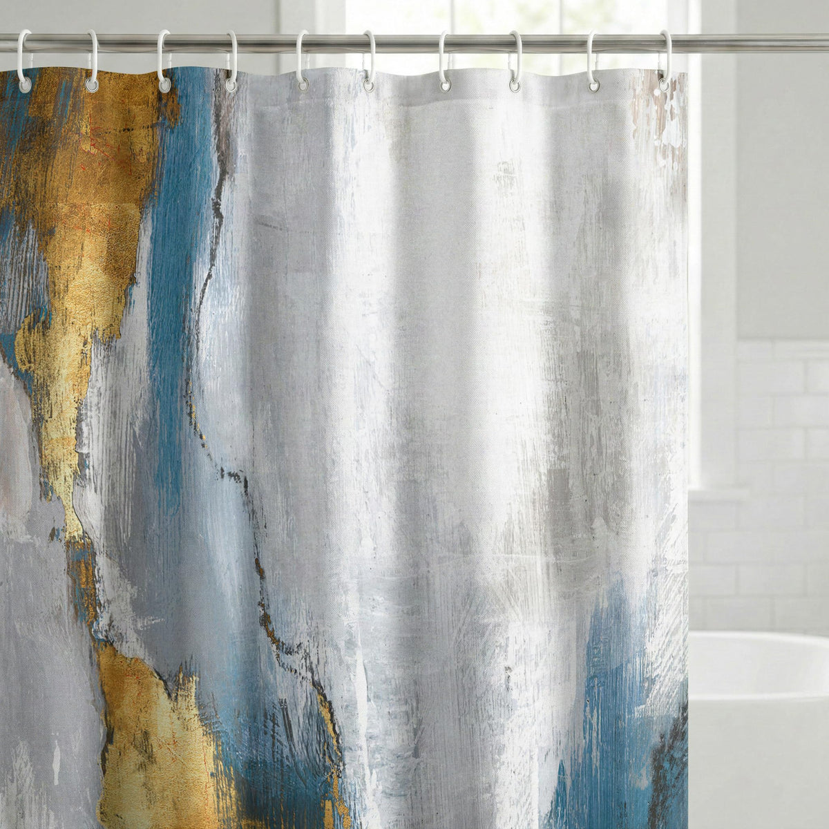 Shower Curtain 71x74, Water-Resistant, Hooks - Americanflat