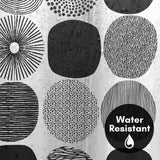 71x74 Abstract Shower Curtain with 12 Metal Grommets | Black Circles