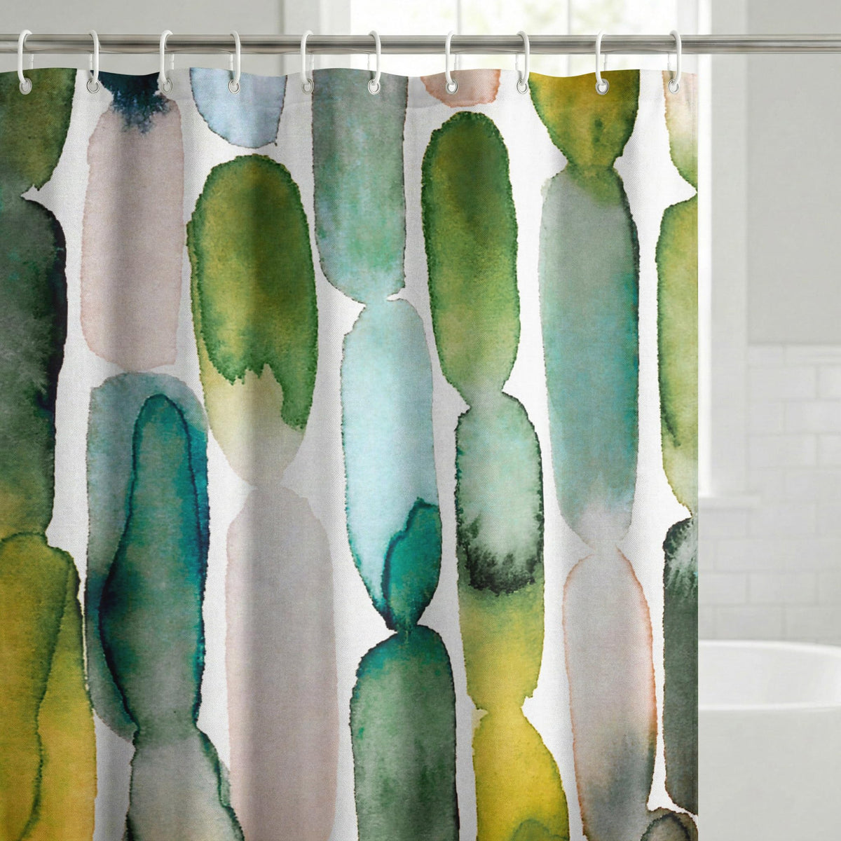 Shower Curtain 71x74, Water-Resistant, Hooks - Americanflat