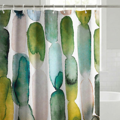 Shower Curtain 71x74, Water-Resistant, Hooks - Americanflat — 71x74 / Olive Green, Teal, Yellow, Blush Pink, Plum and Burnt Orange
