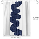 71x74 Shower Curtain with 12 Metal Grommets | Deep Navy and White